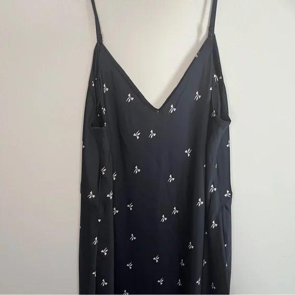 A New Day Midi Black Bow Slip Dress midi Side Slit Women’s Size XL holiday - Picture 2 of 6